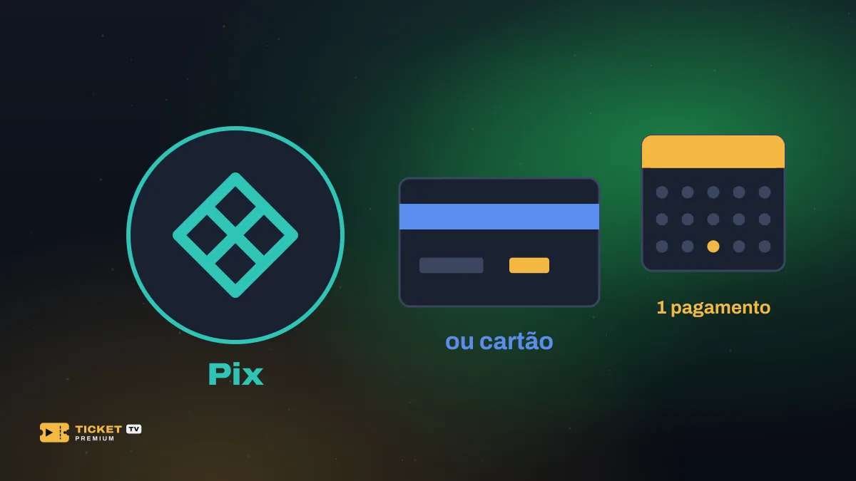 Símbolo do Pix, um cartão de pagamento e um calendário com um dia marcado